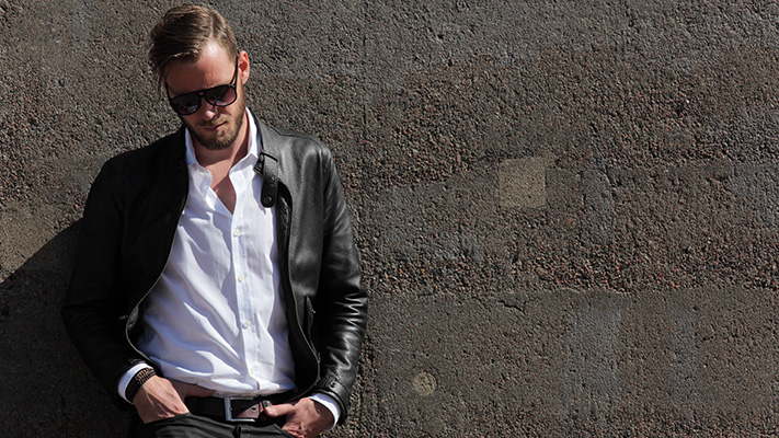 black leather jacket with dark denims black leather jacket with dark denims