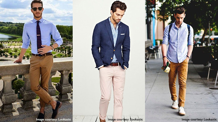 combination of shirt with blue pant