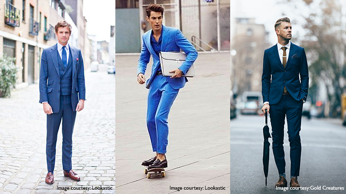 blue suit with matching shoes