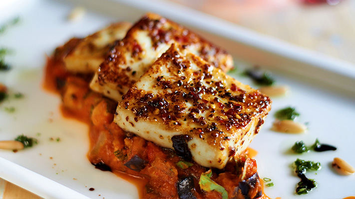 Maple and Chilli crusted cottage cheese main course menu Cheval Maple and Chilli crusted cottage cheese main course menu Cheval