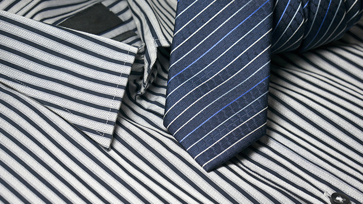 striped shirt with tie combination