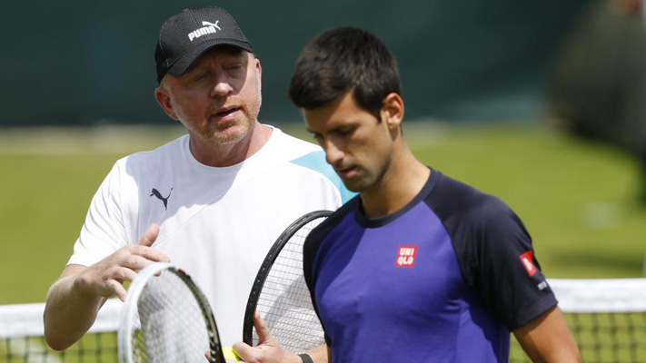 Tennis coach Boris Becker with Djokovic
