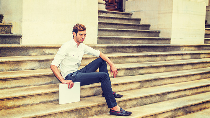 white shirt and blue pant combination